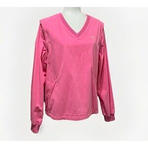 VTG Lilly Pulitzer Convertible Pullover Jacket XL Pink Removable Sleeves Golf
